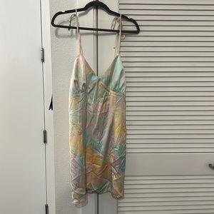 Watercolor satin slip dress